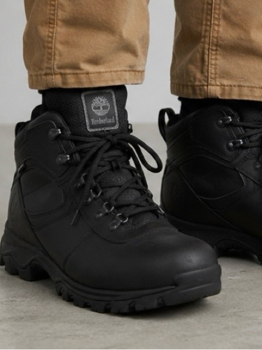 Timberland Mt. Madisen Boots Size 14 Black Waterproof Leather Rugged Trail Boots